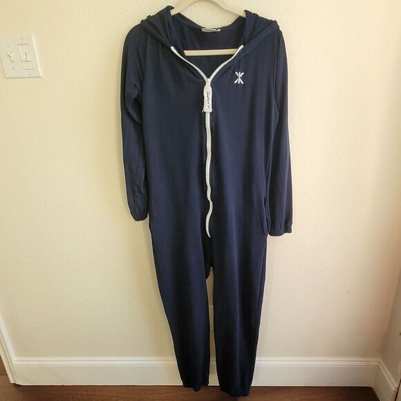 Onepiece Norway Jumpsuit Unisex S Blue Jump In Cotton Hooded Pockets Navy Flaw - Picture 1 of 16